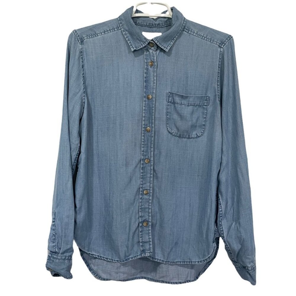 American Eagle Outfitters Top Button Front Blue Denim Misses Size Small